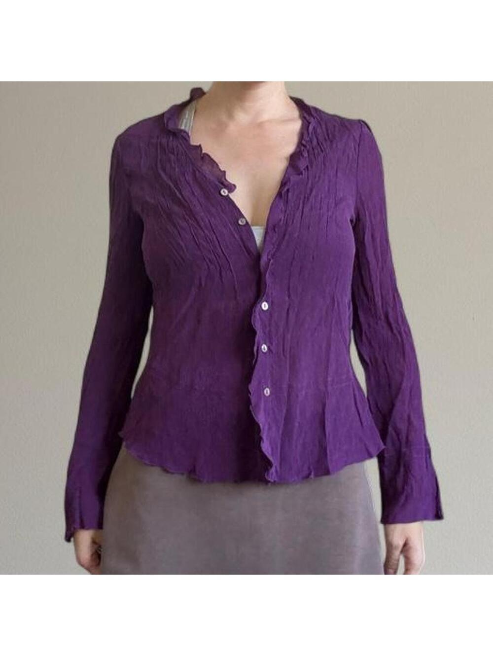 100% silk button up blouse.